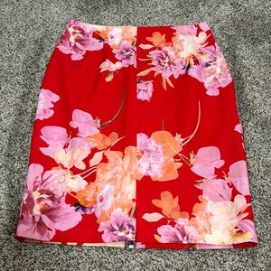 PORTMANS Women's Floral Pencil Skirt Size 14 In Red